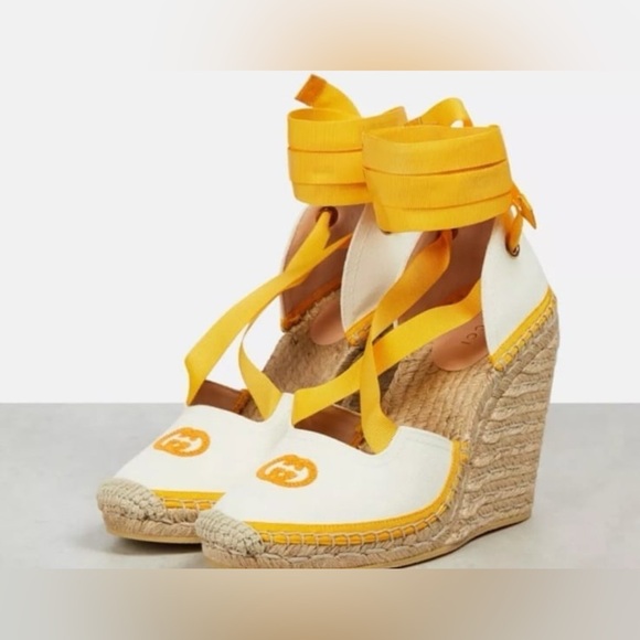 Gucci GG canvas wedge espadrilles EU Size 37.5 , US size 7.5 - Picture 1 of 11